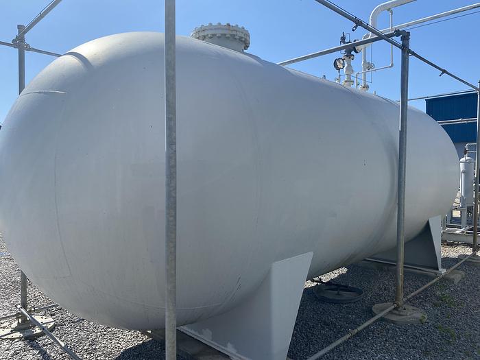 Used Used Horton Pressure Vessel built by Chicago Bridge and Iron Works approximately 12,0000 gallon carbon steel horizontal pressure tank