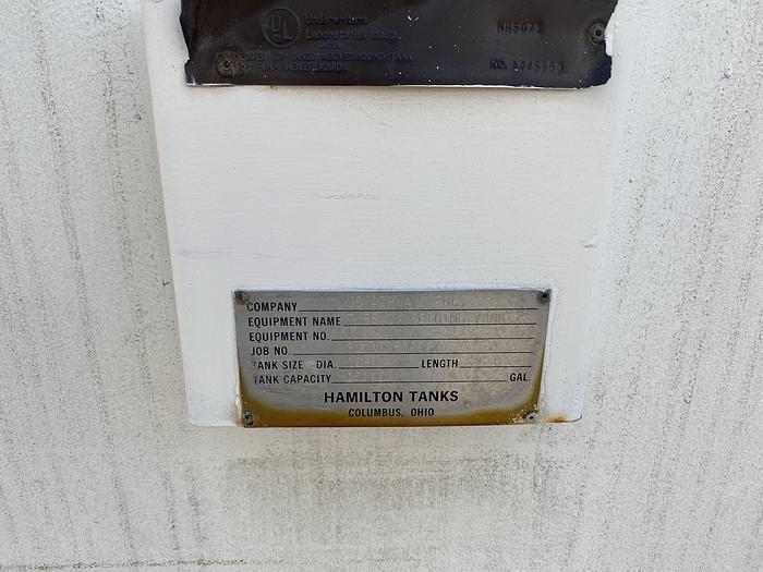 Used Used Hamilton Tanks 15,000 gallon horizontal carbon steel self-contained storage tank