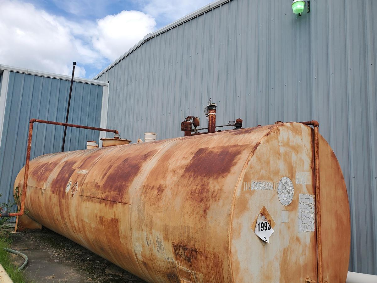 Used Used approximately 12,000 gallon carbon steel single-walled horizontal storage tank.