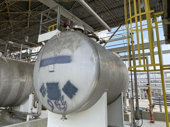 Used Used Industrial Metal Works Inc. approximately 3000 gallon stainless steel horizontal storage tank