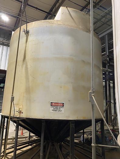 Used Used Assmann approximately 8000 gallon cone bottom poly tank