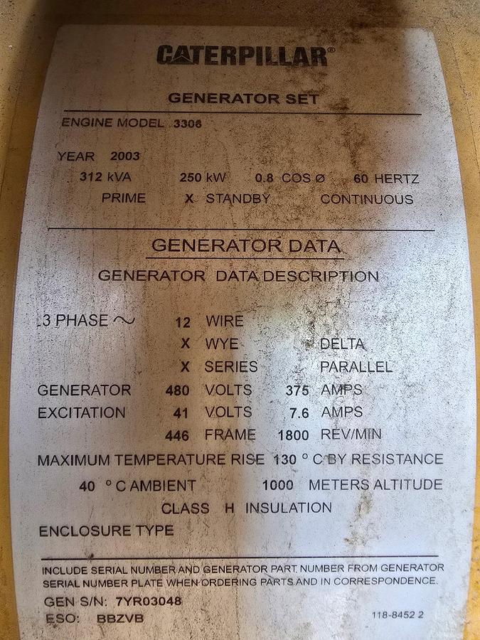 Used Used Caterpillar Stationary 250 KW diesel generator