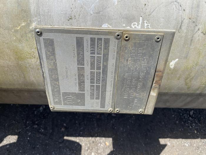 Used Used Titan Metal Fabricators Inc.  approximately 340 sq ft. 316L/Tantalum vertical shell and tube heat exchanger