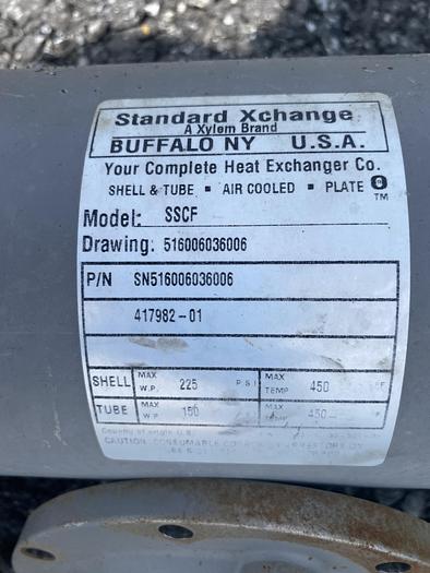 Used Used Standard Xchanger approximately 34 sq ft 316 stainless steel (4-Pass) shell and tube heat exchanger.