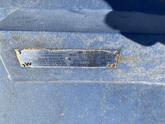 Used Used Quick Tanks Inc.  1400 gallon carbon steel vertical water softener tank