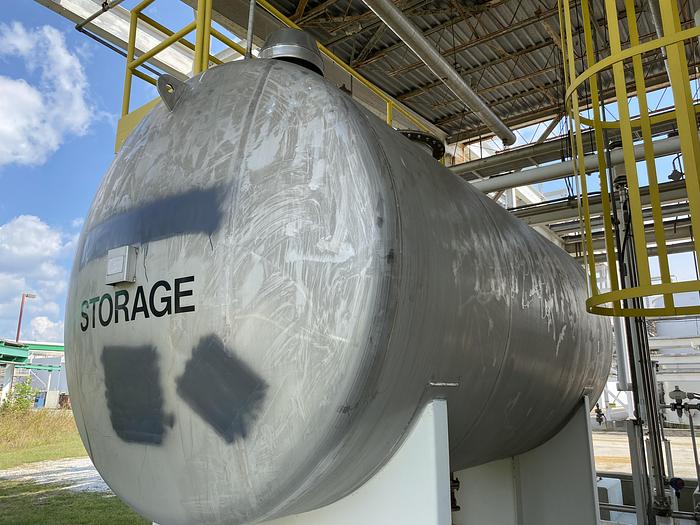 Used Used Industrial Metal Works Inc.  approximately 4500 gallon stainless steel horizontal storage tank