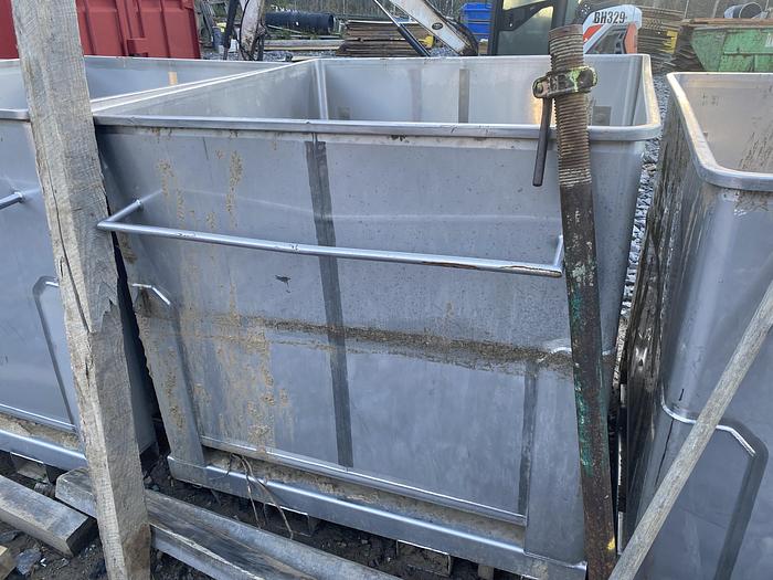 Used Used Tote Systems approximately 650 gallon stainless steel square bin