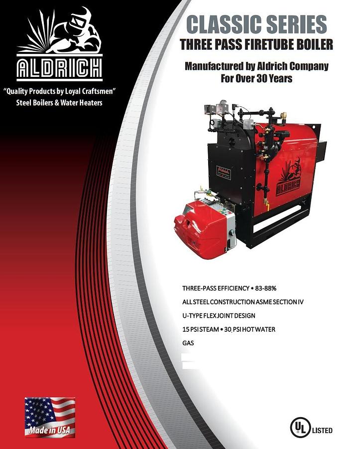 Used Used Aldrich Heat-Pak Model A3S5-85-G/A3S5R-C-85-G 85HP low pressure, hot water boilers