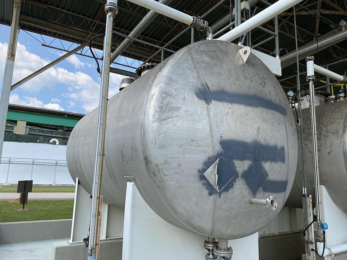 Used Used Industrial Metal Works Inc. approximately 4500 gallon stainless steel horizontal storage tank