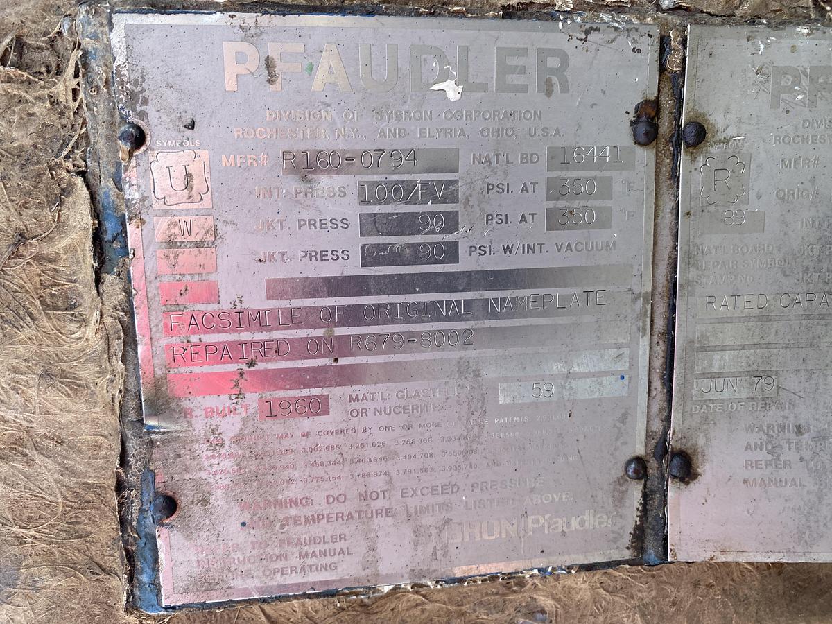 Used Used Pfaudler 2000 gallon glass lined reactor body