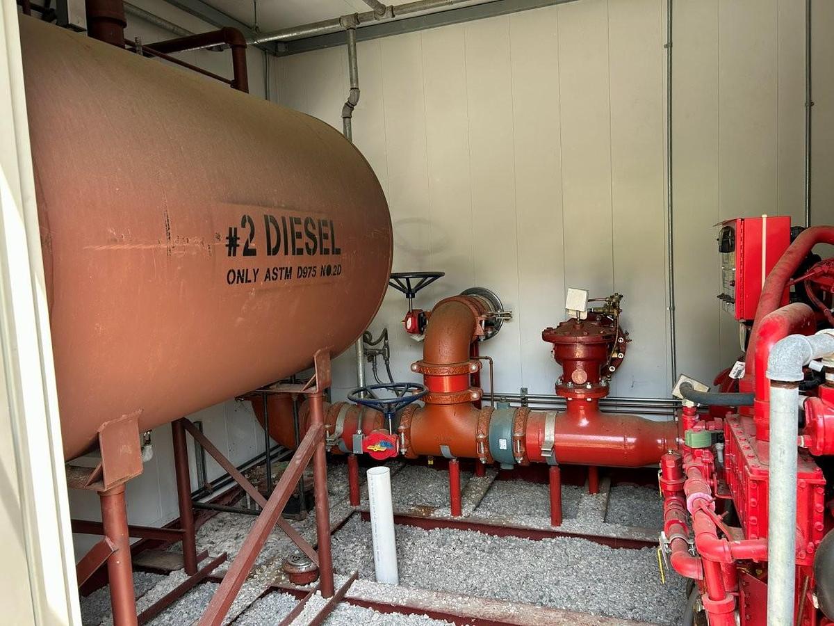 Unused Complete Diesel Fire Pump System in skidded Building