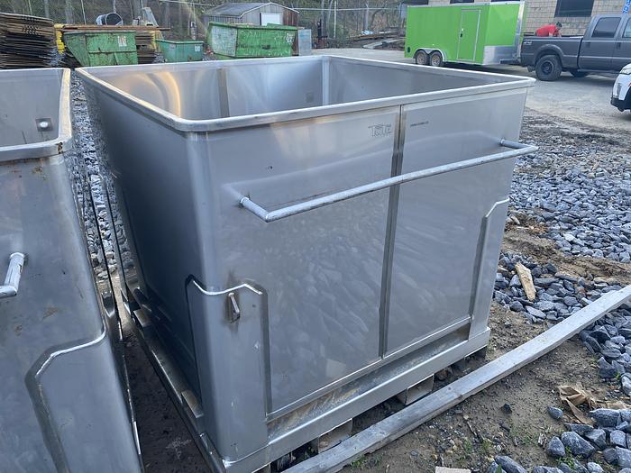 Used Used Tote Systems approximately 650 gallon stainless steel square bin