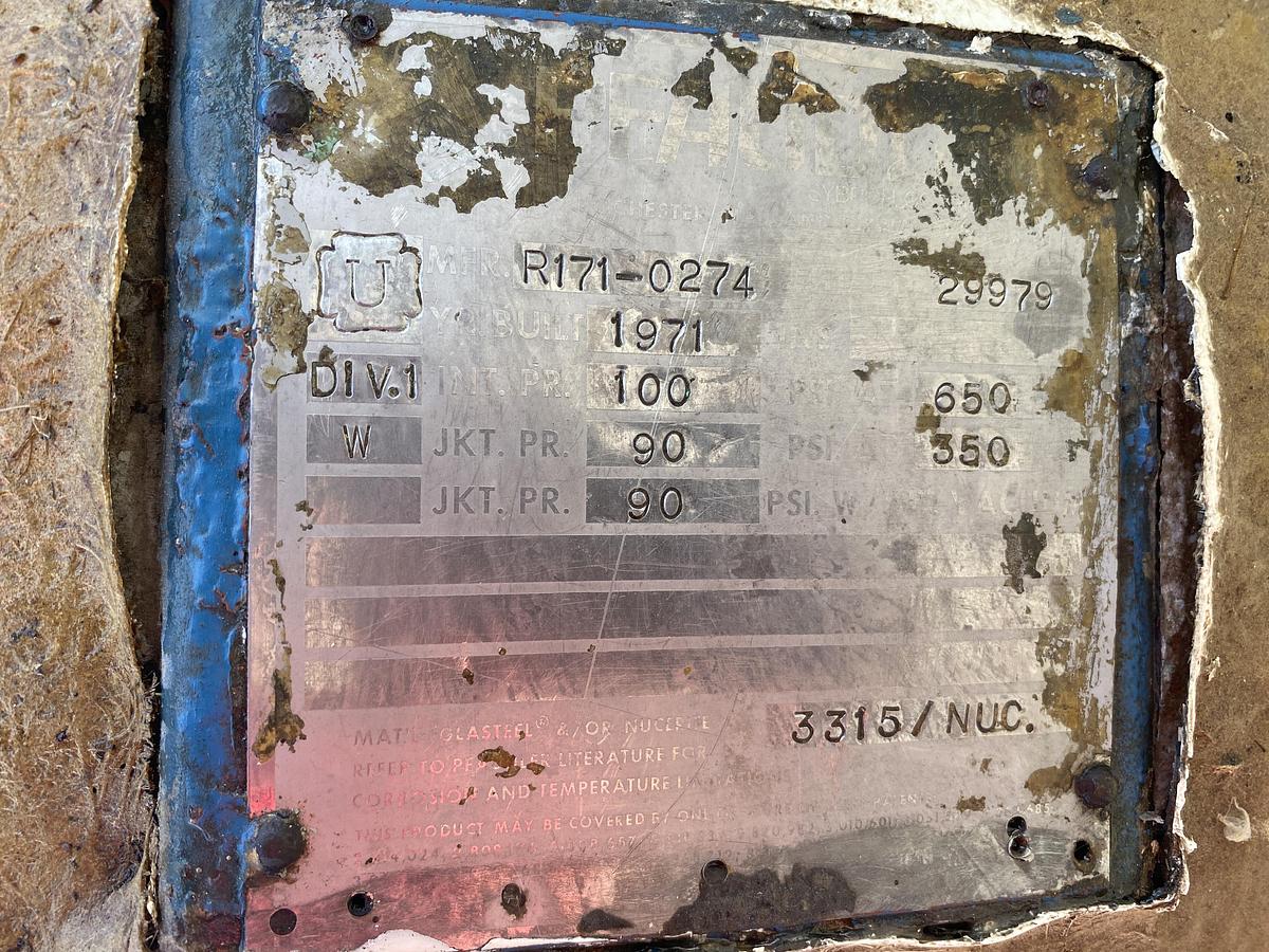 Used Used Pfaudler 2000 gallon glass lined reactor body.