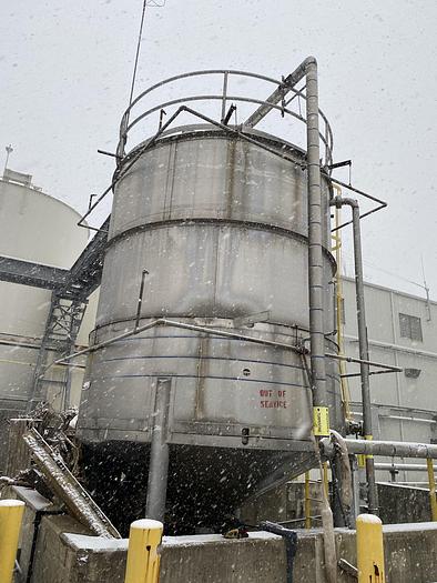 Used Used Knight Fabrication approximately 14,000 gallon stainless steel vertical tank