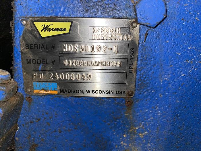 Used Used Weir Warman Model 3/2CCAH 3 X 2 AH Slurry Pump