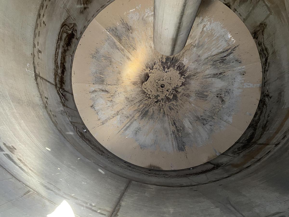 Used Used Knight Fabrication approximately 14,000 gallon stainless steel vertical tank