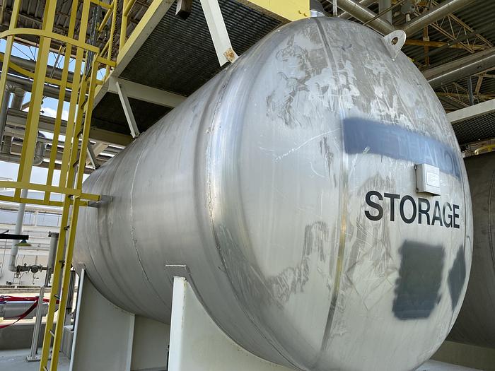 Used Used Industrial Metal Works Inc.  approximately 4500 gallon stainless steel horizontal storage tank