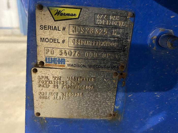 Used Used Weir Warman Model 064DAHRRRMM9009 6X4 DAH Slurry Pump