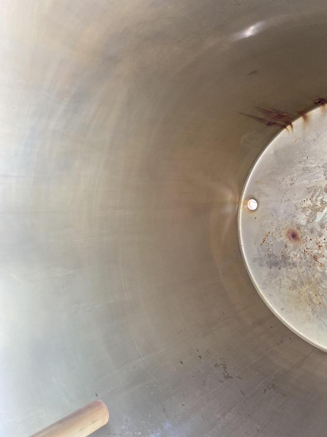 Used Used Perma San approximately 1,000 gallon stainless steel vertical tank