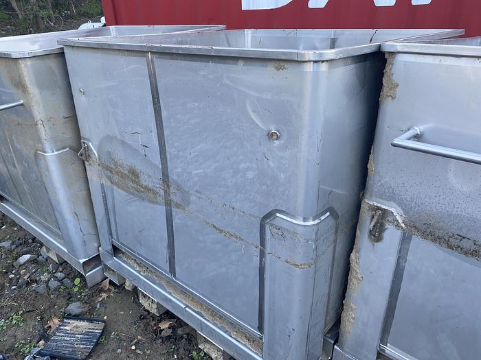 Used Used Tote Systems approximately 650 gallon stainless steel square bin