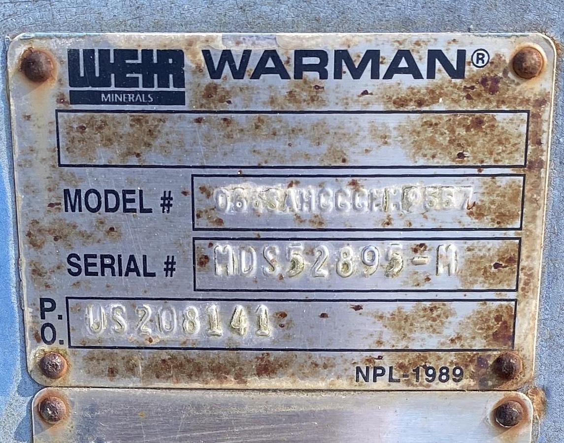 Used Used Weir Warman Model 086EAHRRQMM6072 8 X 6 EAH Slurry Pump