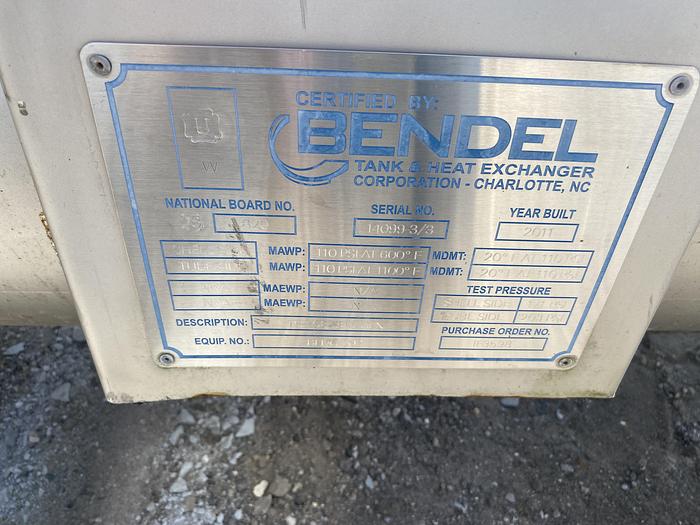 Used Used Bendel approximately 150 sq ft. 304L/347 stainless steel horizontal heat exchanger