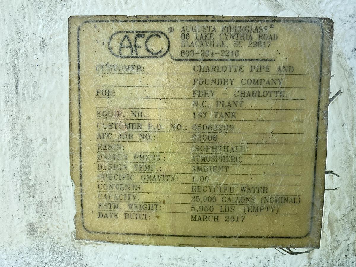 Used Used Augusta Fiberglass 25,000 gallon vertical fiberglass storage tank