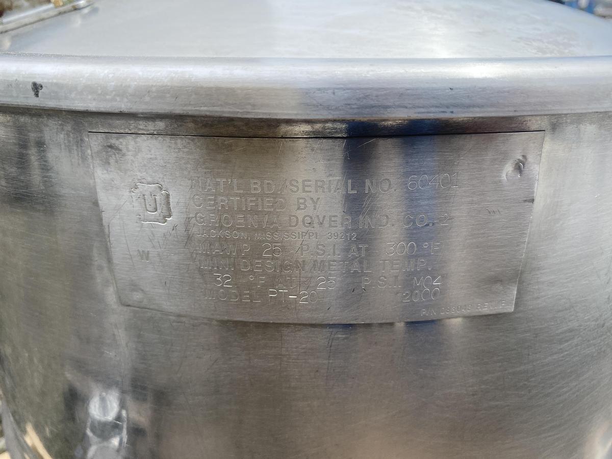 Used Used Groen 20 gallon 316 stainless steel jacketed stationary kettle