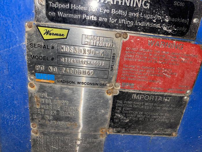 Used Used Weir Warman Model 086EAHRRQMM6072 8 X 6 EAH Slurry Pump