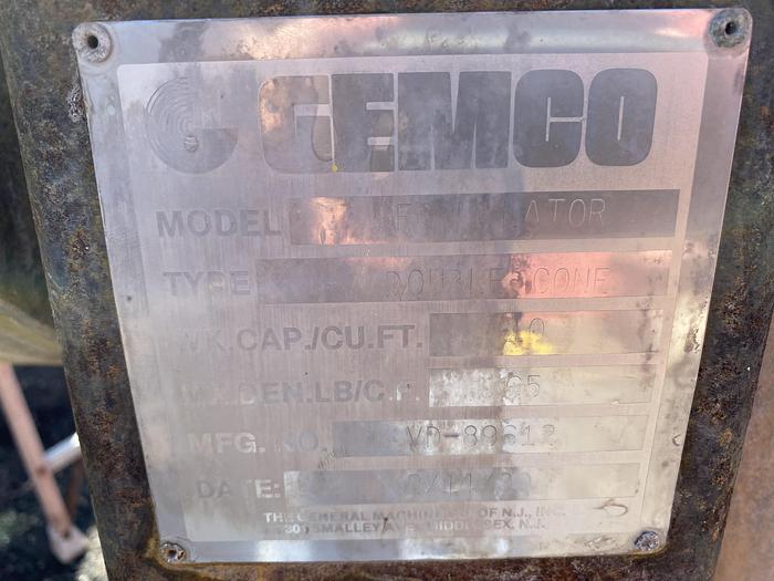 Used Used Gemco 10 cu ft 316 stainless steel double cone formulator