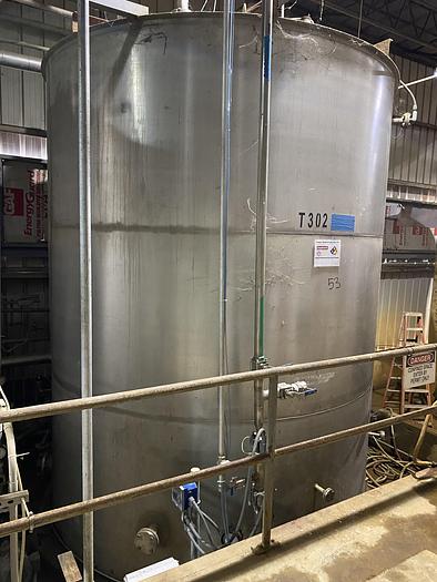 Used Used Wolfe Mechanical approximately 12,600 gallon 304L stainless steel vertical tank
