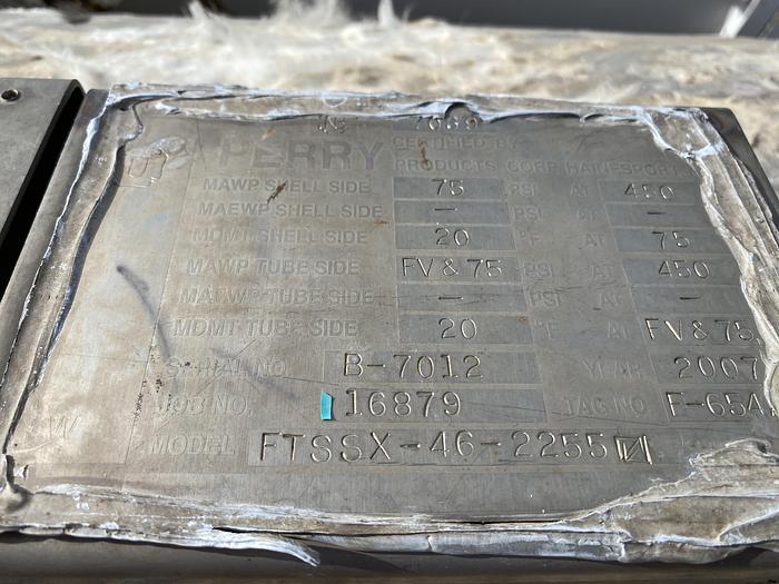 Used Used Perry 2255 Sq. Ft. 304 stainless steel shell and tube heat exchanger