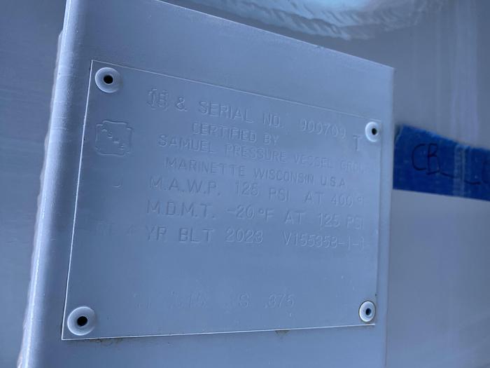 Unused Samuel Pressure Group 10,000 gallon vertical carbon steel pressure air receiver