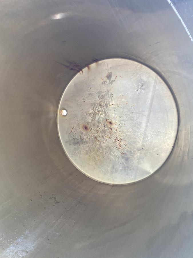 Used Used Perma San approximately 1,000 gallon stainless steel vertical tank