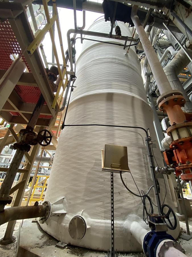 Used Used All Plastics & Fiberglass Inc. approximately 27,000 gallon vertical fiberglass storage tank