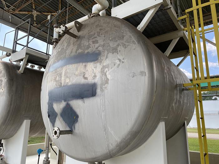Used Used Industrial Metal Works Inc. approximately 3000 gallon stainless steel horizontal storage tank