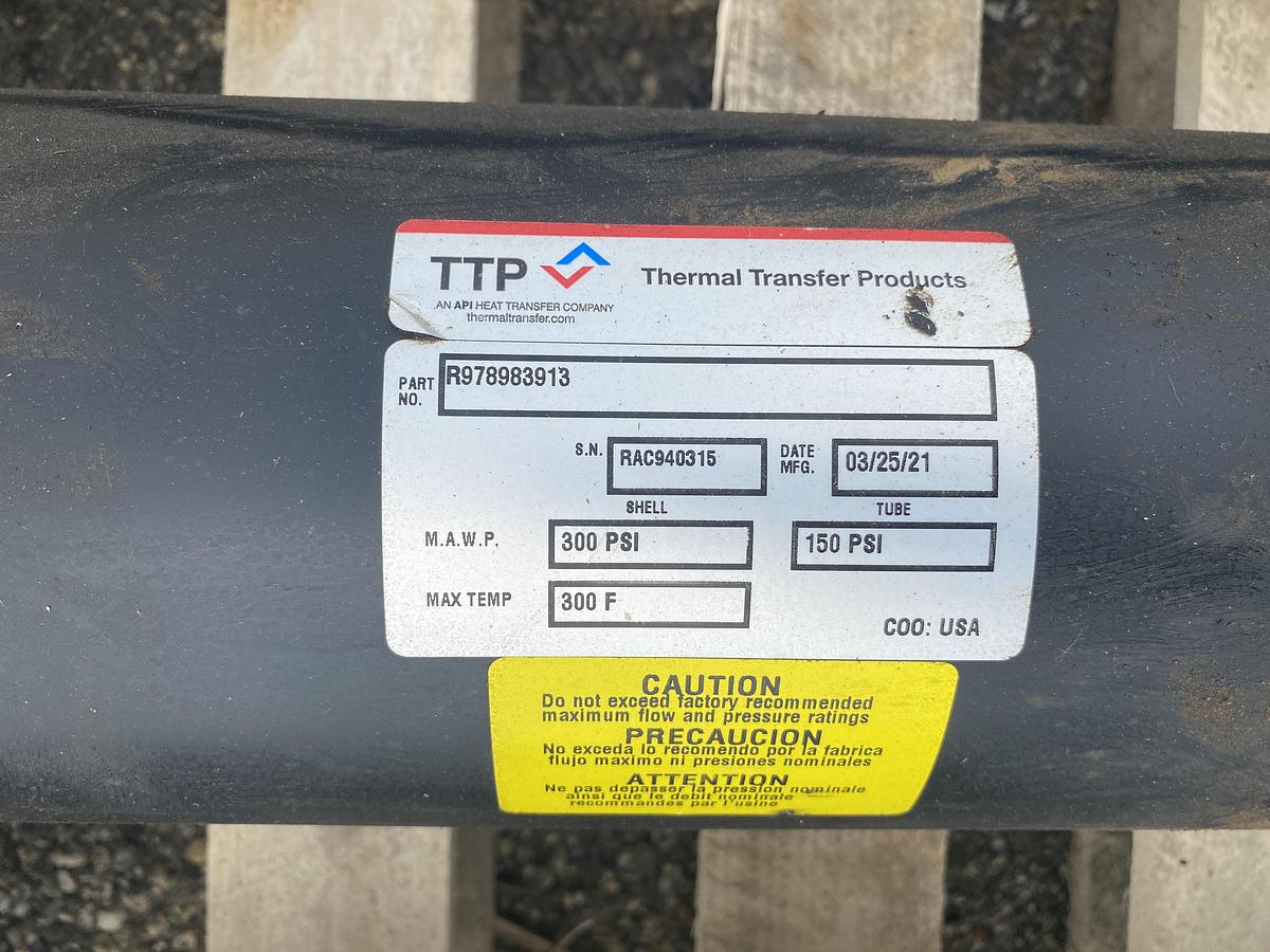 Unused Thermal Transfer Products 316 SS horizontal approximately 81 sq ft. shell and tube heat exchanger