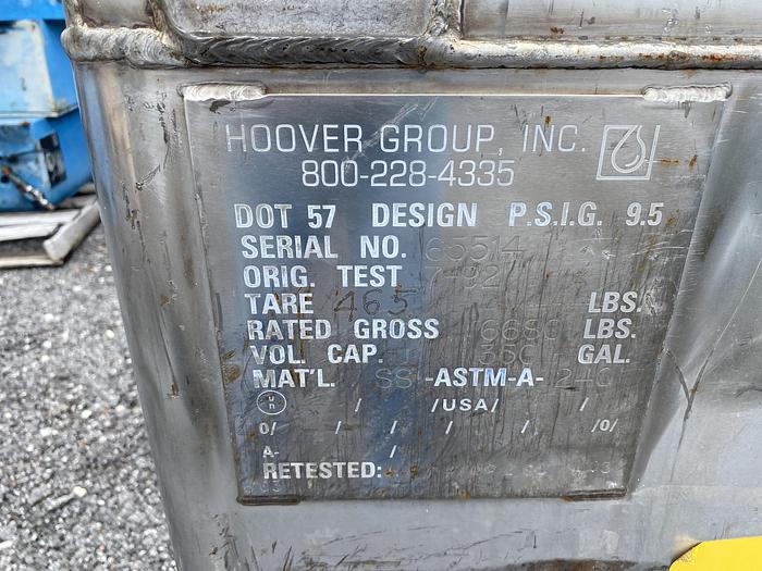Used Used Hoover Group Inc. 350 gallon 304 stainless steel tote