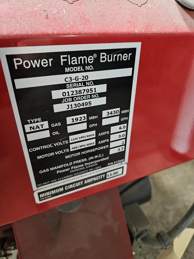 Used Used Aldrich Heat-Pak Model A3S5-85-G/A3S5R-C-85-G 85HP low pressure, hot water boilers