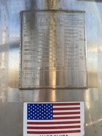 Used Used T&C 1200 liter 316L Growth Fermenter