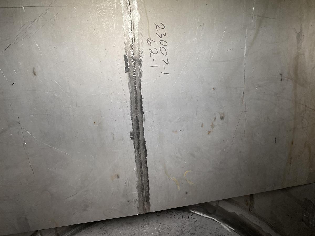 Used Unused Tate Metal Works approximately 800 gallon 2205 duplex stainless steel vertical pressure tank.