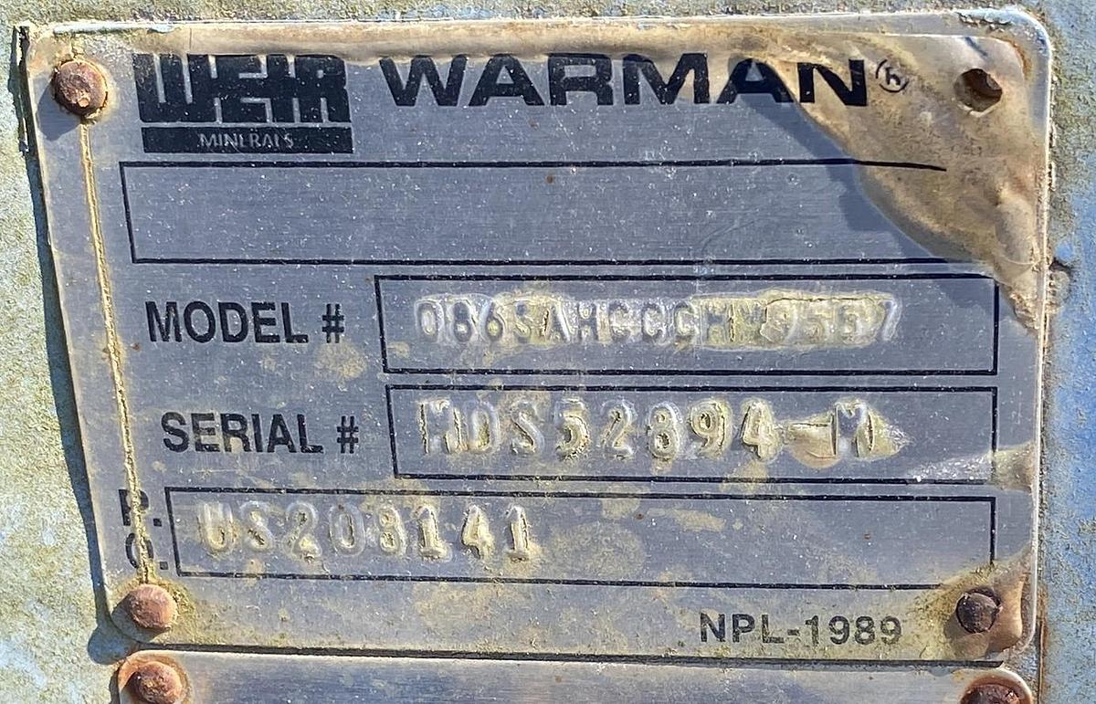 Used Used Weir Warman Model 086EAHRRQMM6072 8 X 6 EAH Slurry Pump
