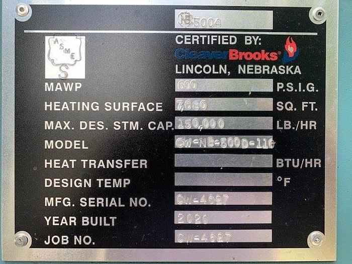 Used Used Cleaver Brooks Model CW-NB-500D-110 D-Type Watertube boiler