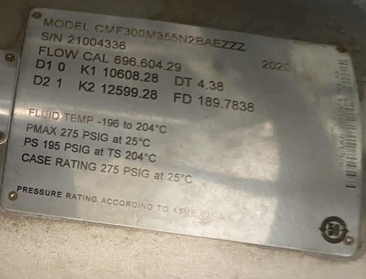 Used Used Emerson 3" Micro Motion Mass Flow Sensor