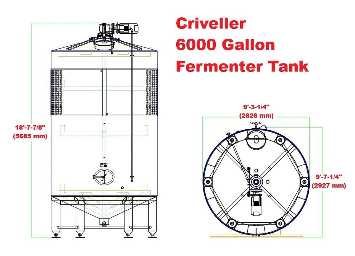 Used Used Criveller 6,000 gallon kosher 304 stainless steel jacketed fermenter tanks