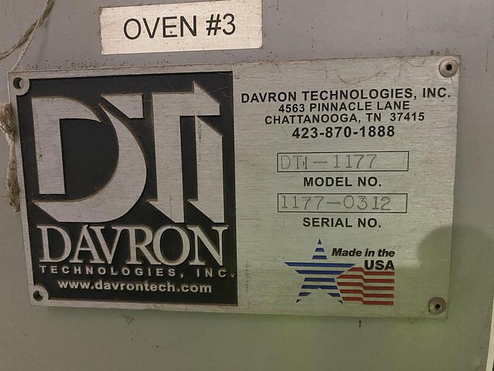 Used Used Davron Technologies Model DTI-1177 Batch Drying Oven