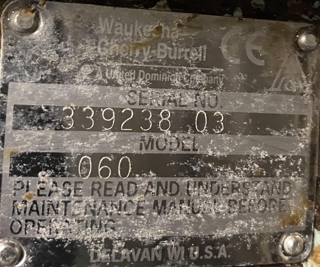 Used Used Waukesha Cherry Burrell sanitary Rotary Pump Model 060