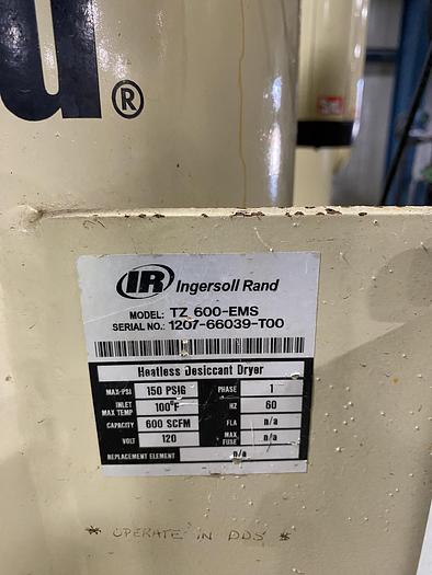 Used Used Ingersoll Rand Model TZ-600-EMS Heatless Desiccant Air Dryer