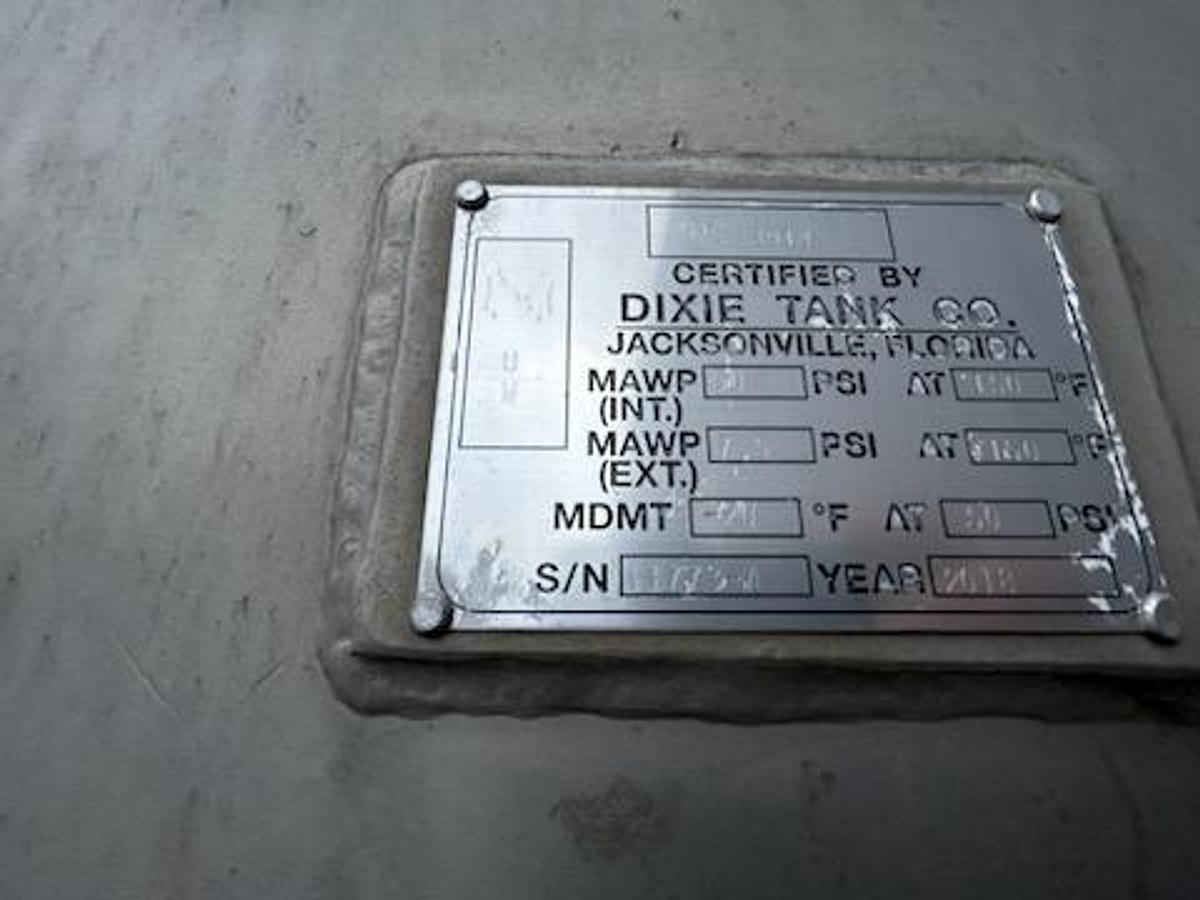 Unused Peerless Mfg. 13,000 gallon 304L stainless steel horizontal pressure tank