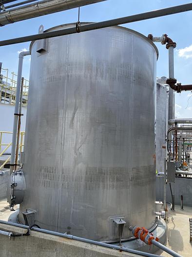 Used Used Bendel 7000 gallon 316 SS vertical storage tank.  10' diameter X 12' high straight side
